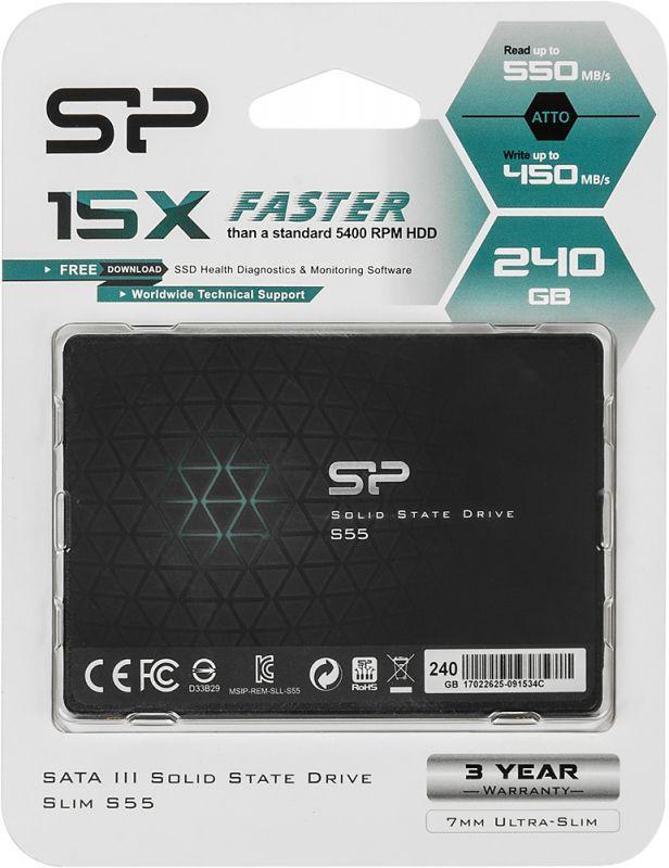Накопитель SSD Silicon Power SATA III 240Gb SP240GBSS3S55S25 Slim S55 2.5"