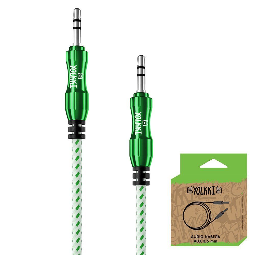 Кабель AUX YOLKKI Bongo 01 box зеленый (1м)