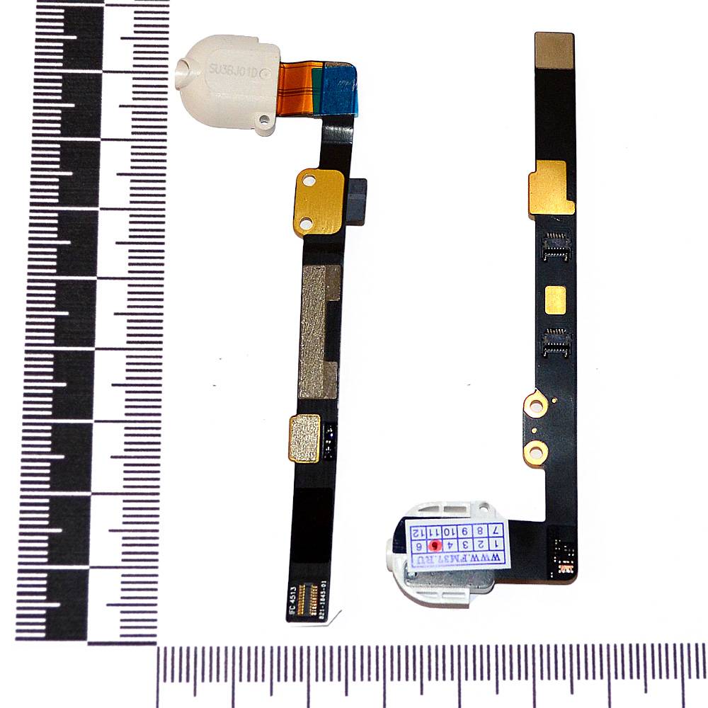 Шлейф iPad mini 2/mini 3 + разъем гарнитуры белый