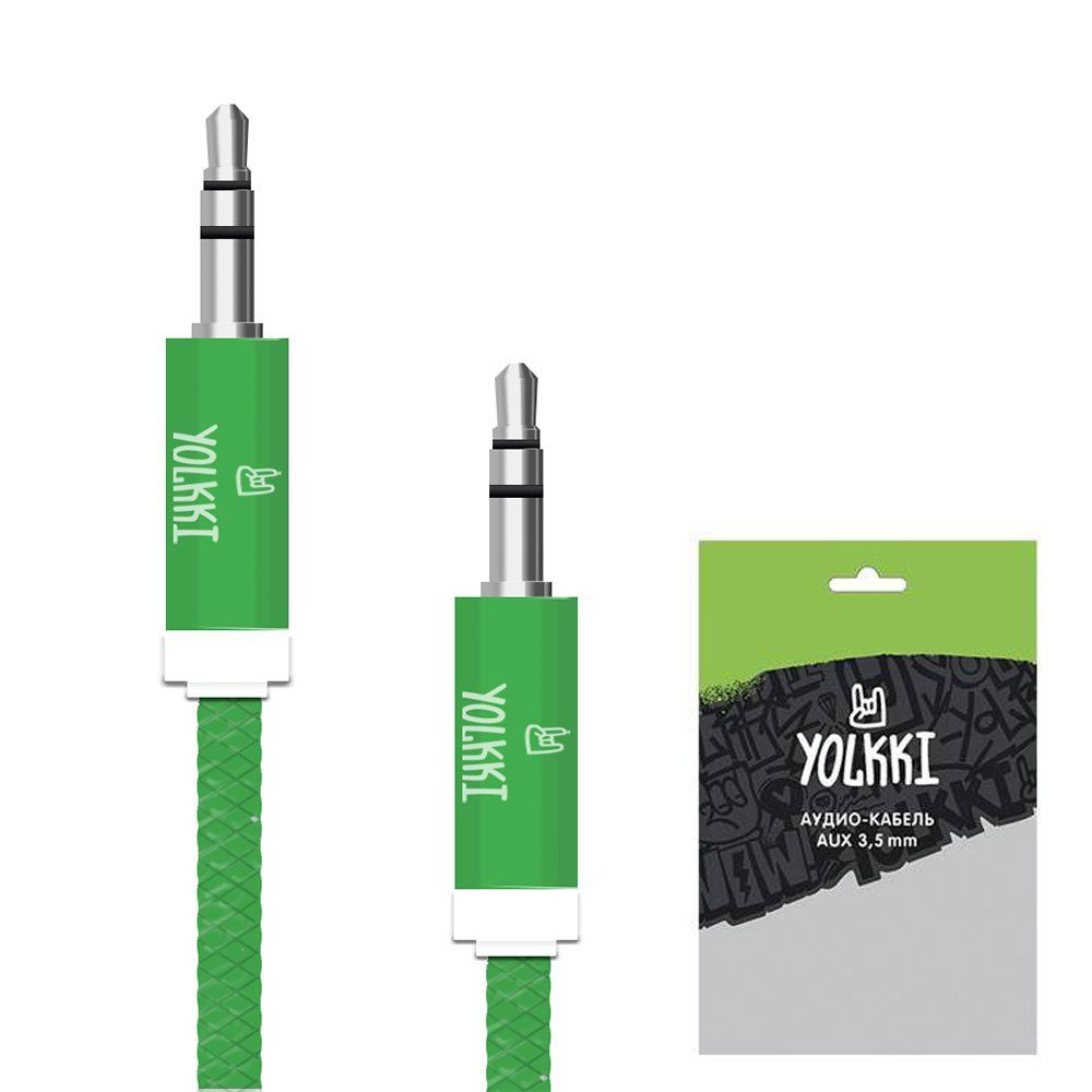 Кабель AUX YOLKKI Violin pack зеленый (1м)