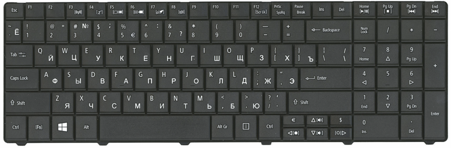 Клавиатура Acer TravelMate 8572T черная OEM