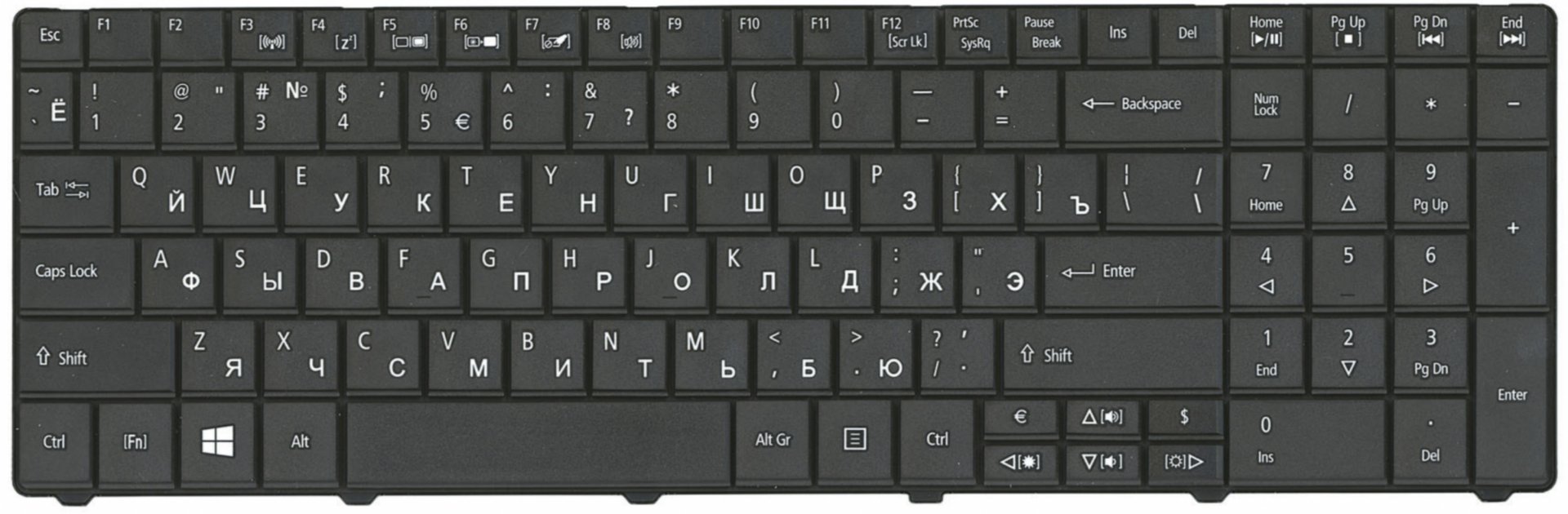Клавиатура Packard Bell EasyNote TE69 черная OEM