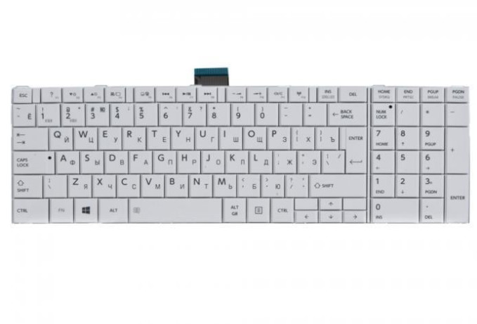 Клавиатура Toshiba Satellite L850 белая, без рамки, OEM