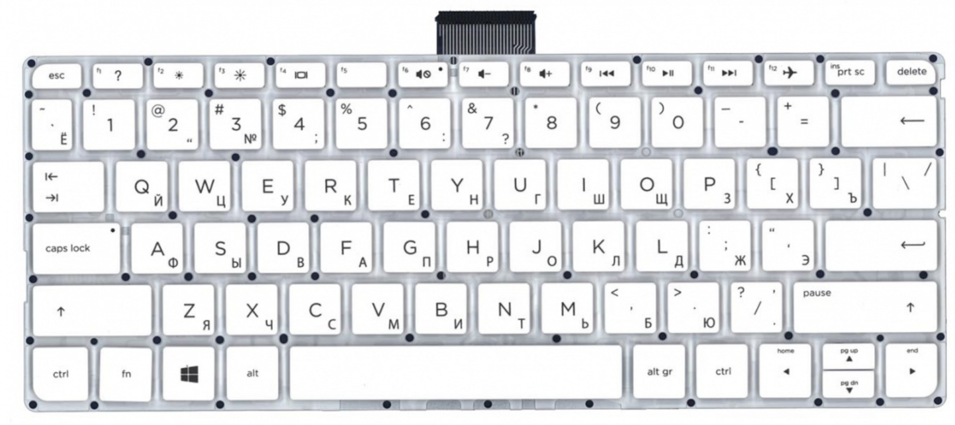 Клавиатура HP Pavilion 11-k белая, без рамки, горизонтальный Enter, OEM