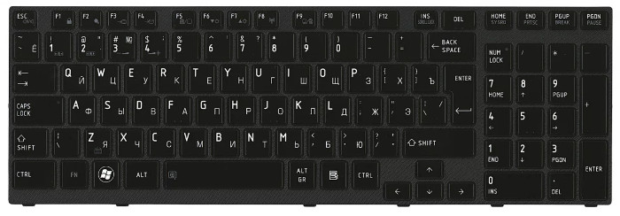 Клавиатура Toshiba Satellite A660 с подсветкой, OEM