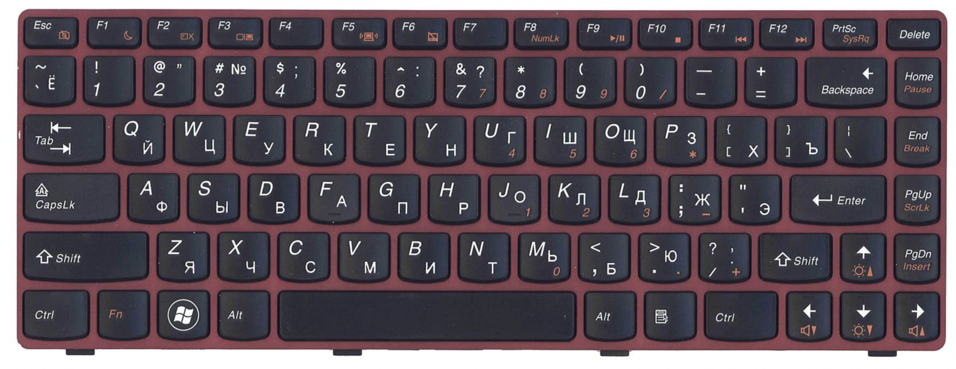 Клавиатура Lenovo V380 с красной рамкой, OEM