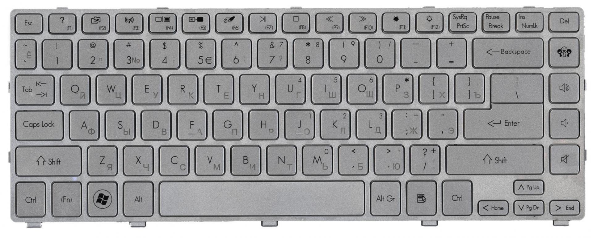 Клавиатура Acer Aspire ES1-511 серебристая, OEM