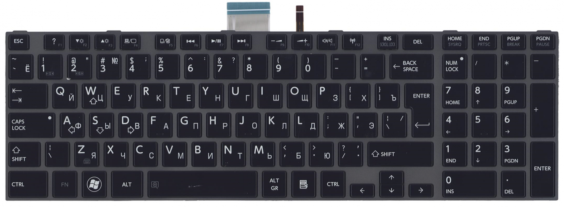 Клавиатура Toshiba Satellite P870 с серой рамкой, с подсветкой, OEM