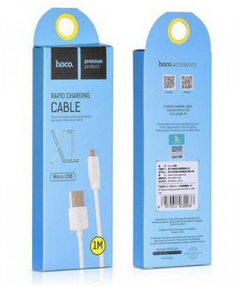 Кабель Hoco Fast Charging x1 USB-Micro USB 2.4A 1m белый