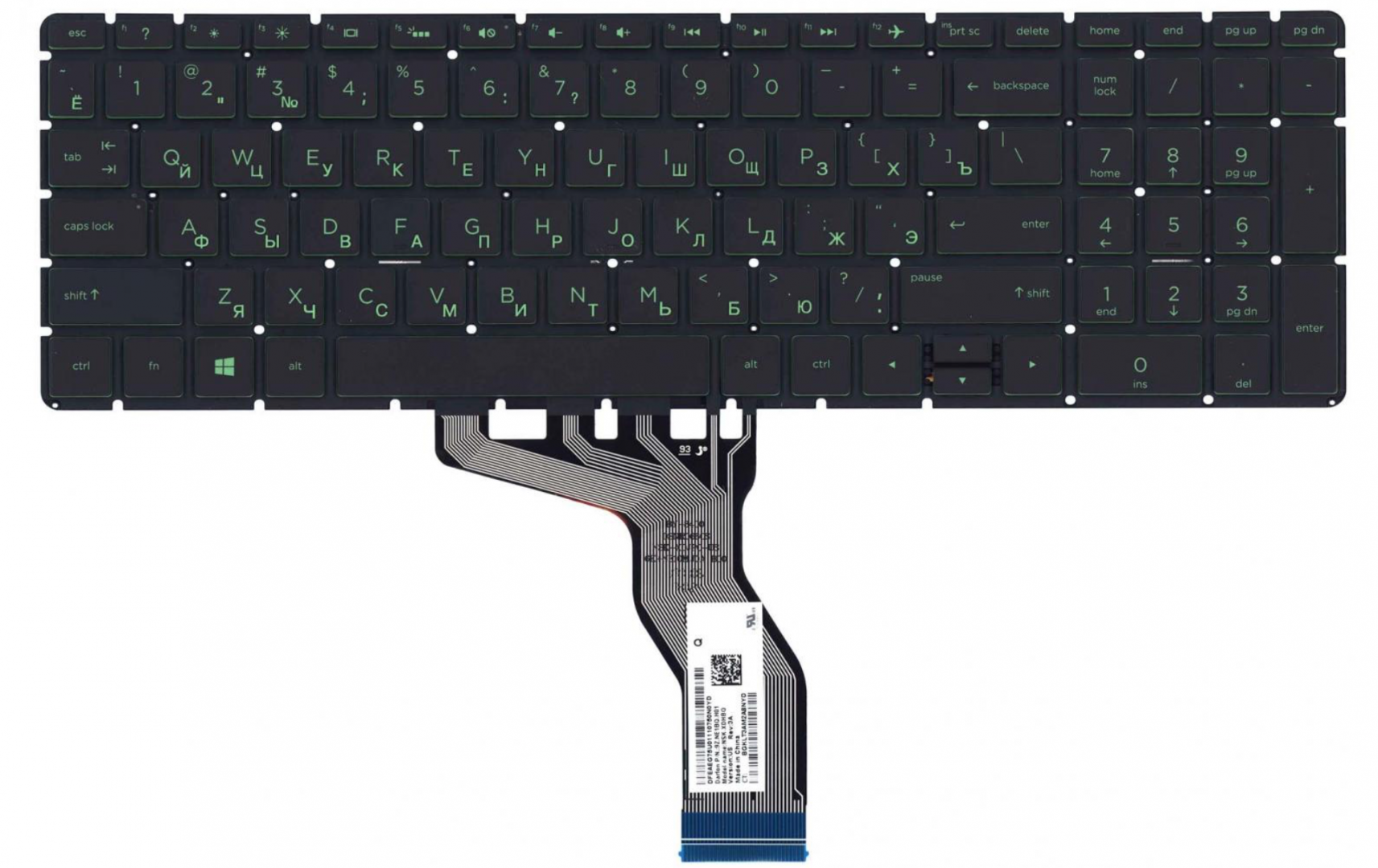 Клавиатура HP Pavilion Power 15-cb014ur 2CM42EA с зеленой подсветкой, OEM