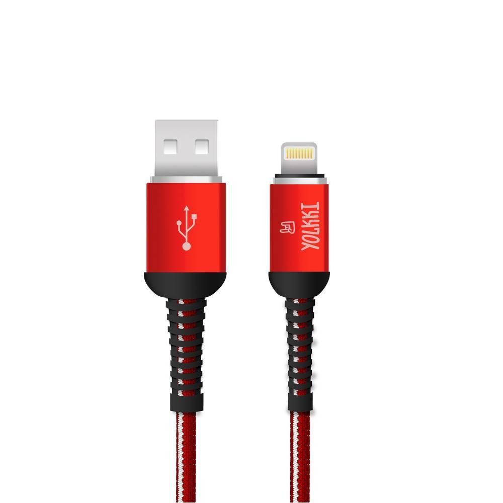 Кабель USB - Lightning 8-pin YOLKKI Pro 02 pack красный (1м) /max 2,1A/