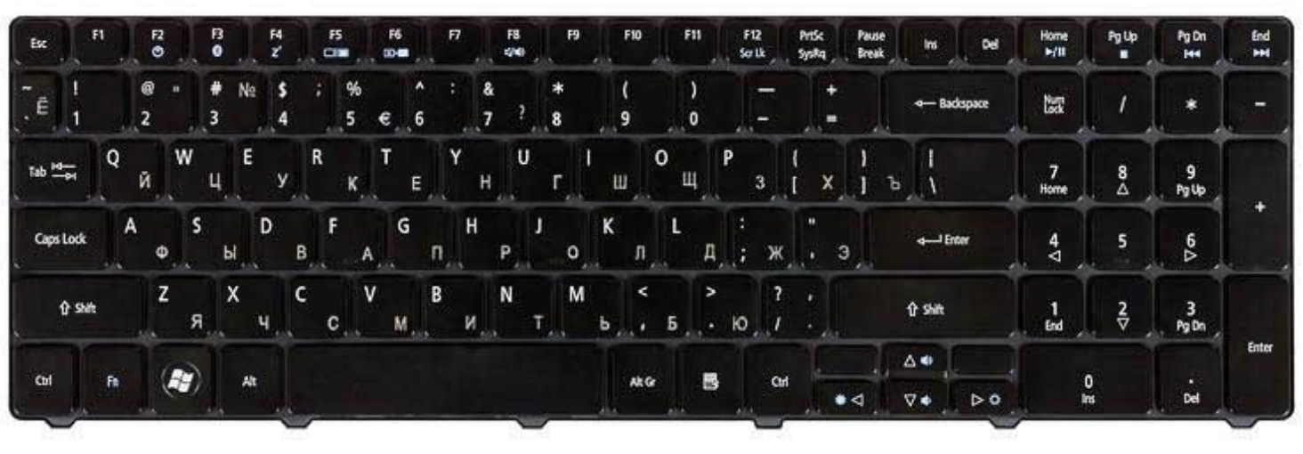 Клавиатура Gateway NV50 чёрная, OEM