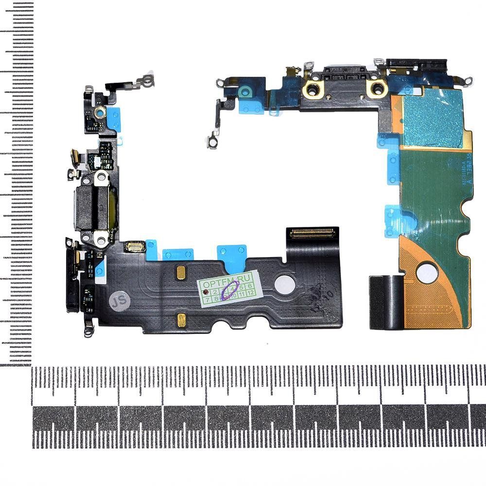 Шлейф iPhone 8 + разъем зарядки черный orig Factory