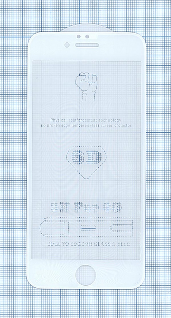 Защитное стекло 6D для Apple iPhone 6/6S белое