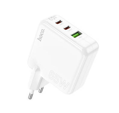 Блок питания (сетевой адаптер) HOCO C115A 2 Type-C/USB-А, белый