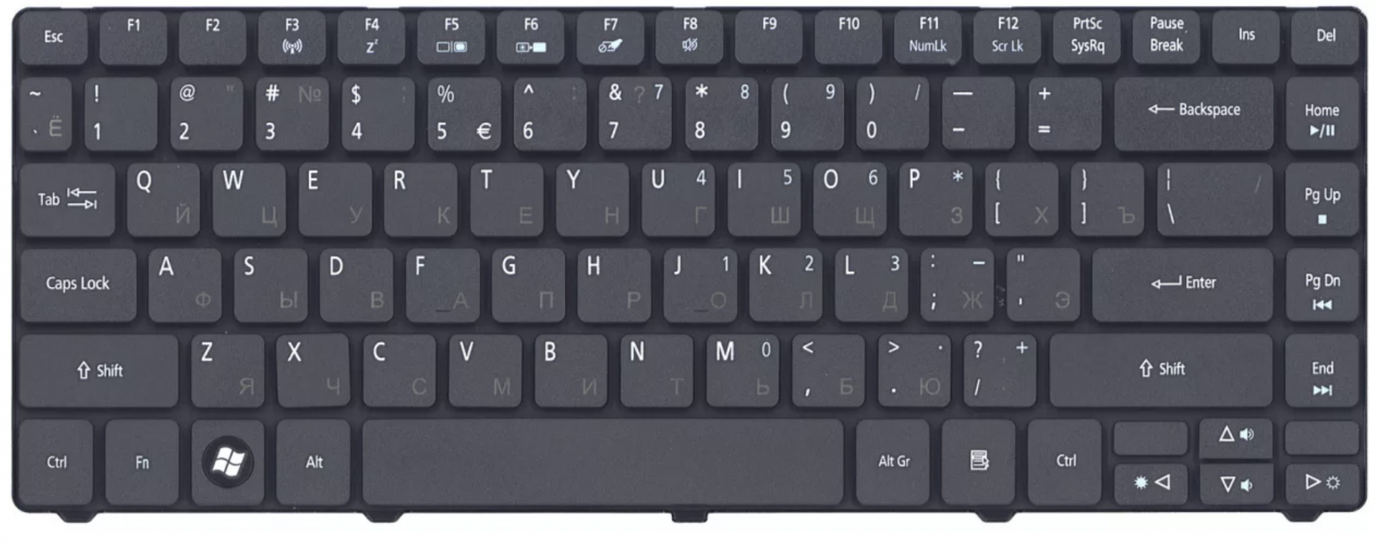 Клавиатура Acer Aspire 3750 матовая, OEM