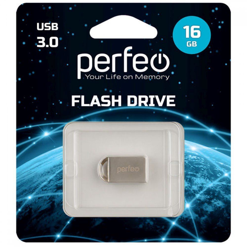 16GB USB 3.0 Flash Drive PERFEO M11 серебро (PF-M11MS016)