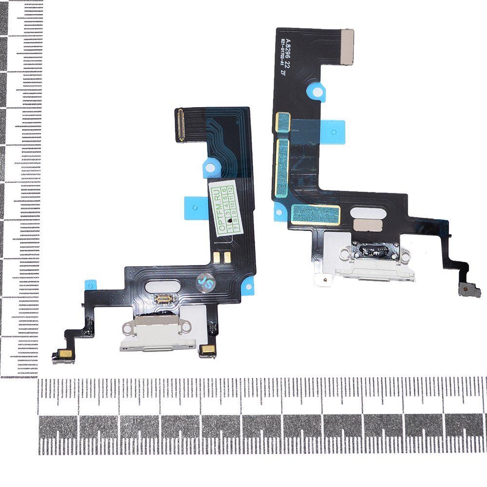 Шлейф iPhone Xr + разъем зарядки + микрофон белый