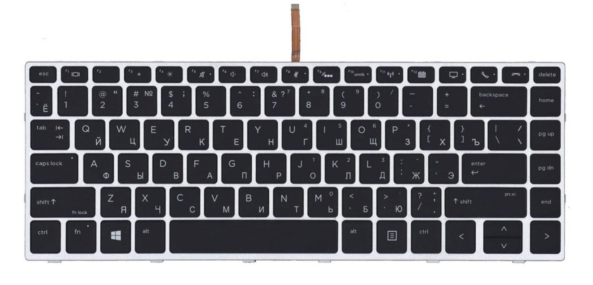 Клавиатура HP Elitebook 840 G5 3JX06EA с серебристой рамкой, подсветкой OEM