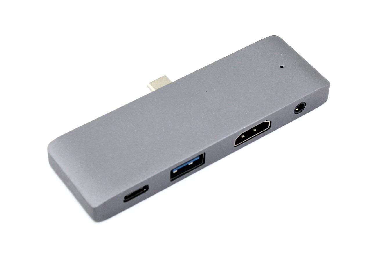 Адаптер Type C на HDMI, USB 3.0 + Audio 3,5 + Type C серый