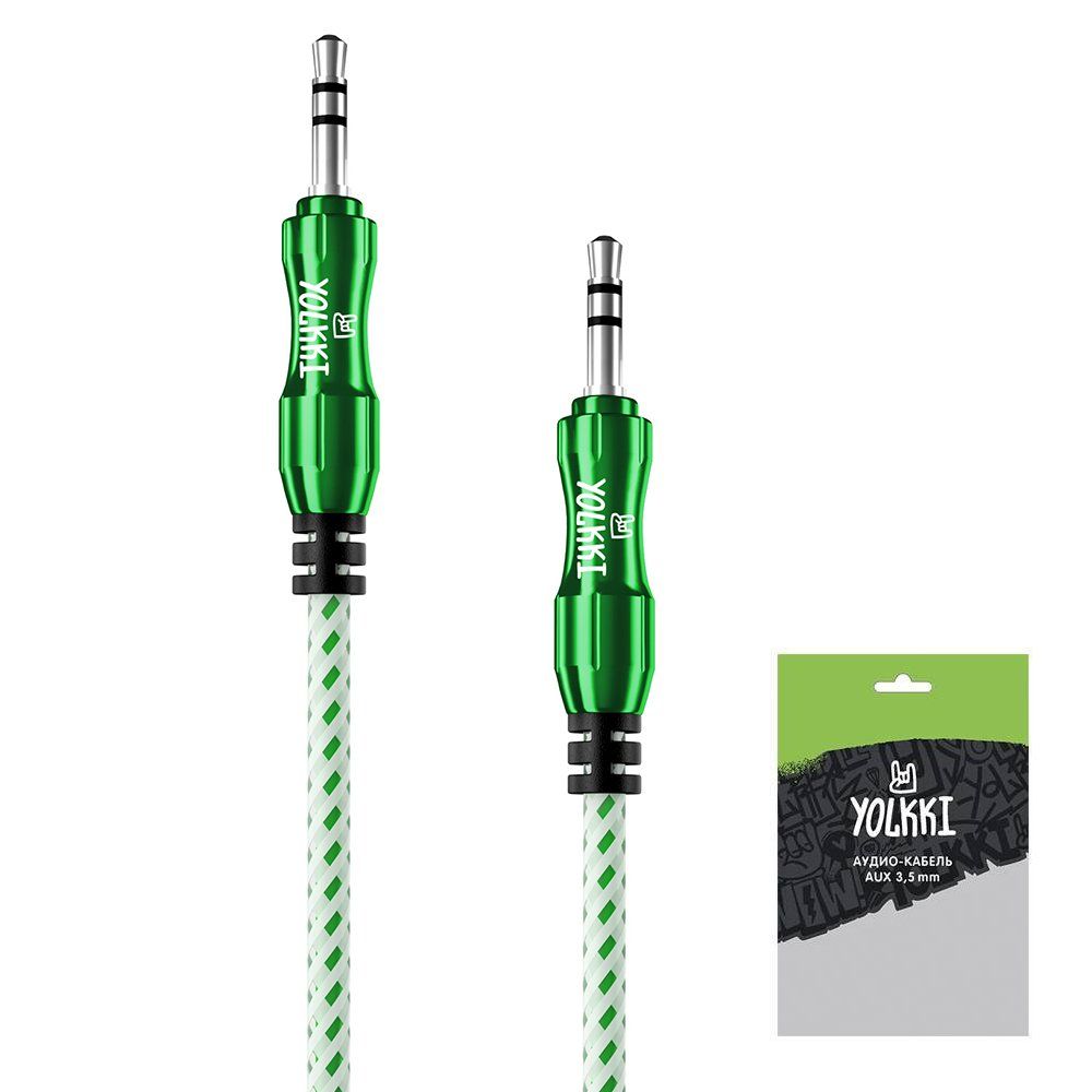 Кабель AUX YOLKKI Bongo 01 pack зеленый (1м)