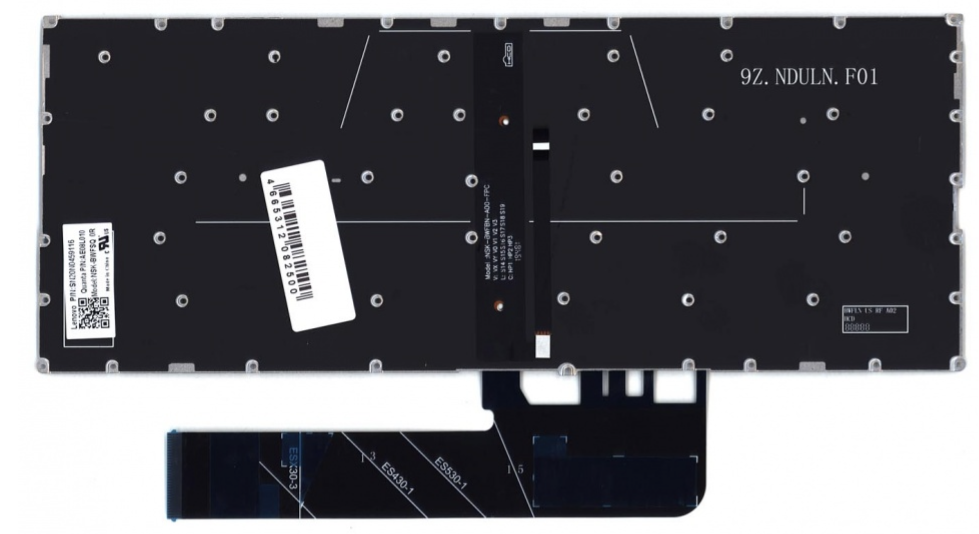 Клавиатура Lenovo Yoga 530-14IKB серебристая, с подсветкой, OEM