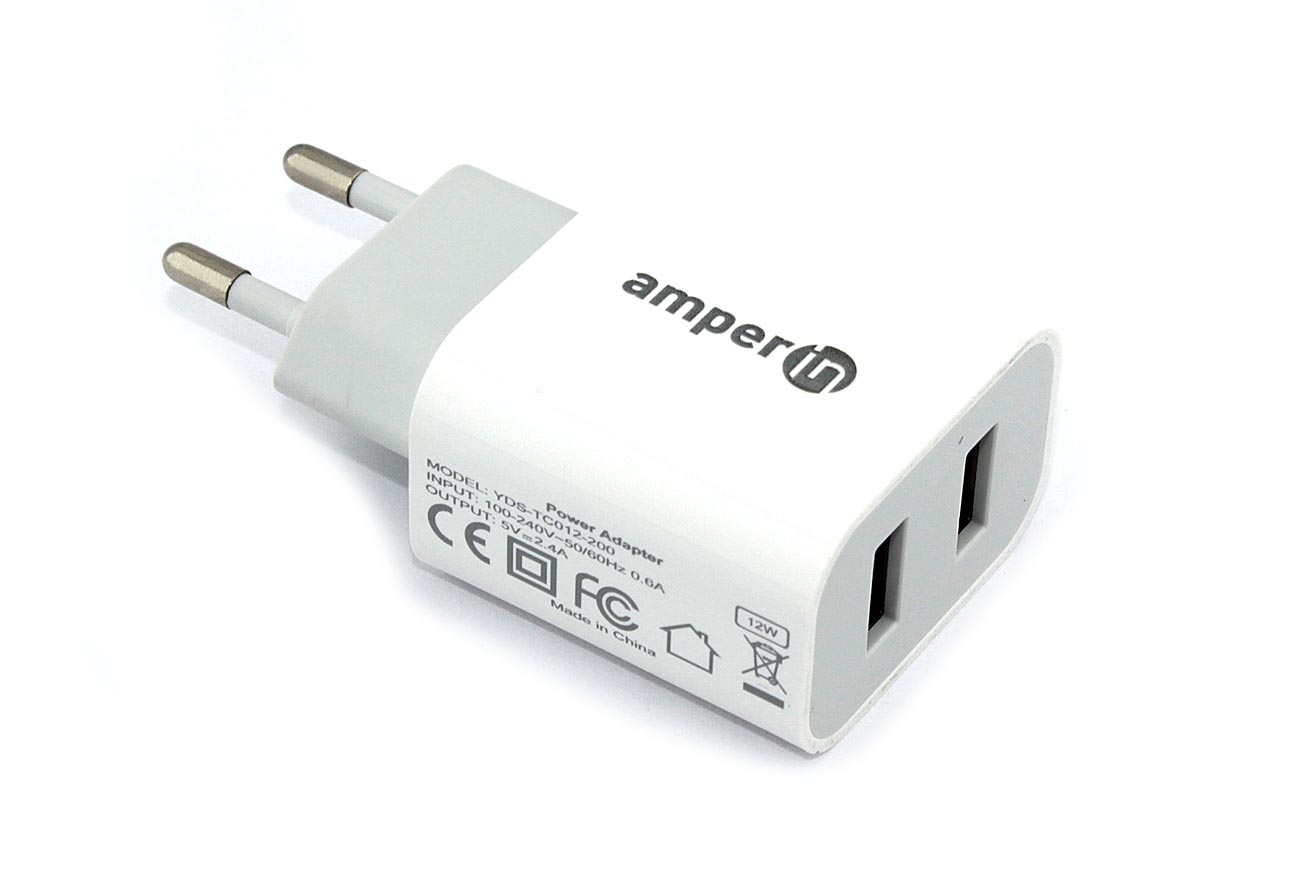 Блок питания (сетевой адаптер) Amperin 5V/2.4A 2USB (YDS-TC012-200)