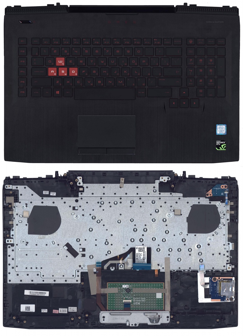 Клавиатура для ноутбука HP Omen 17-AN топкейс красный шрифт б/у