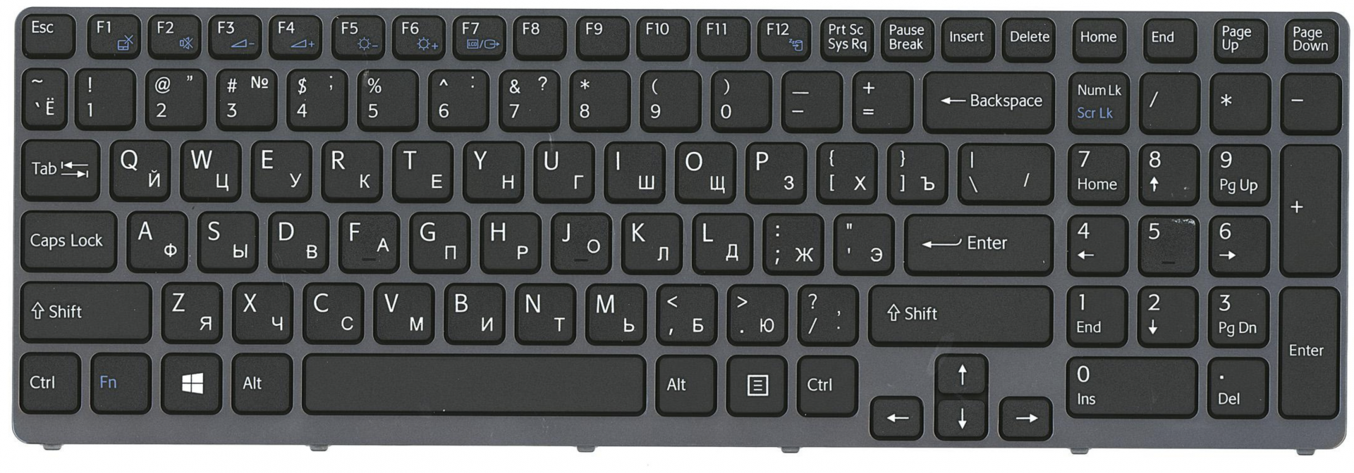 Клавиатура Sony VAIO SVE1713ACXBC с рамкой, OEM