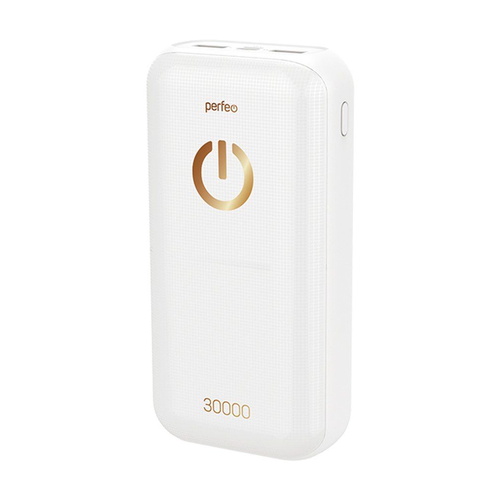 Power Bank 30000mA PERFEO Splash (2 USB выхода 1,0A/2,1A) белый