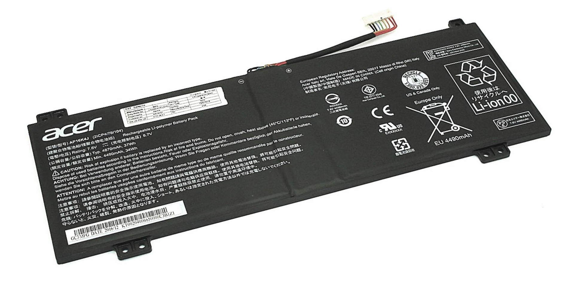 Аккумулятор Acer Chromebook Spin 11 R751T-C4XP 7.6V, 4870mAh, Original