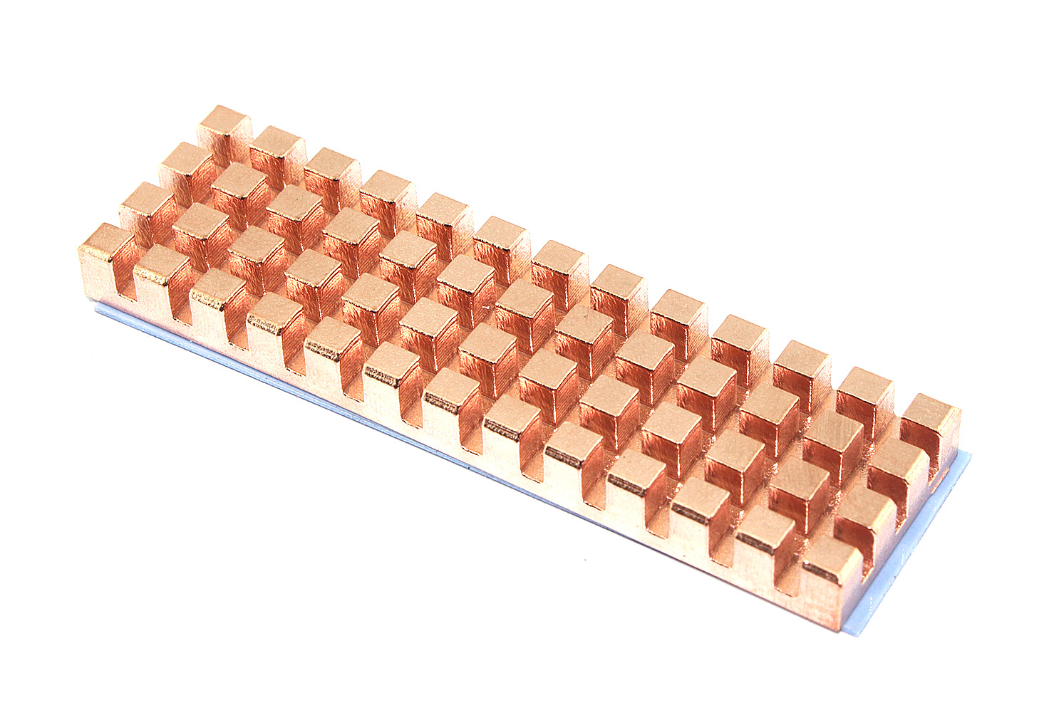 Медный  радиатор для М.2 SSD с термопрокладкой 0,5 мм, 70х20х6 мм