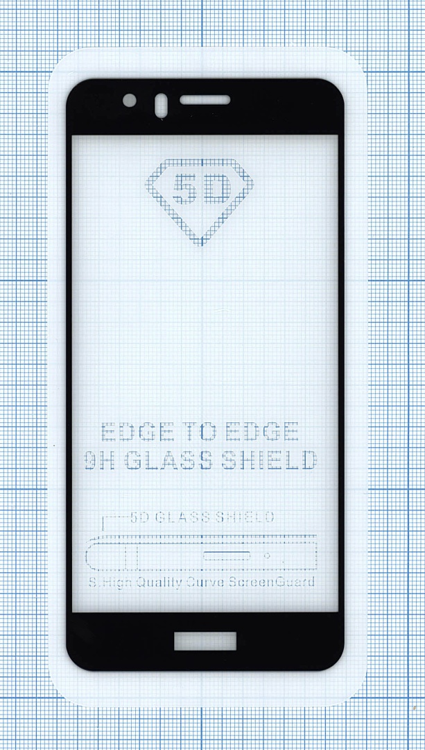 Защитное стекло "Полное покрытие" для Huawei P10 Lite черное