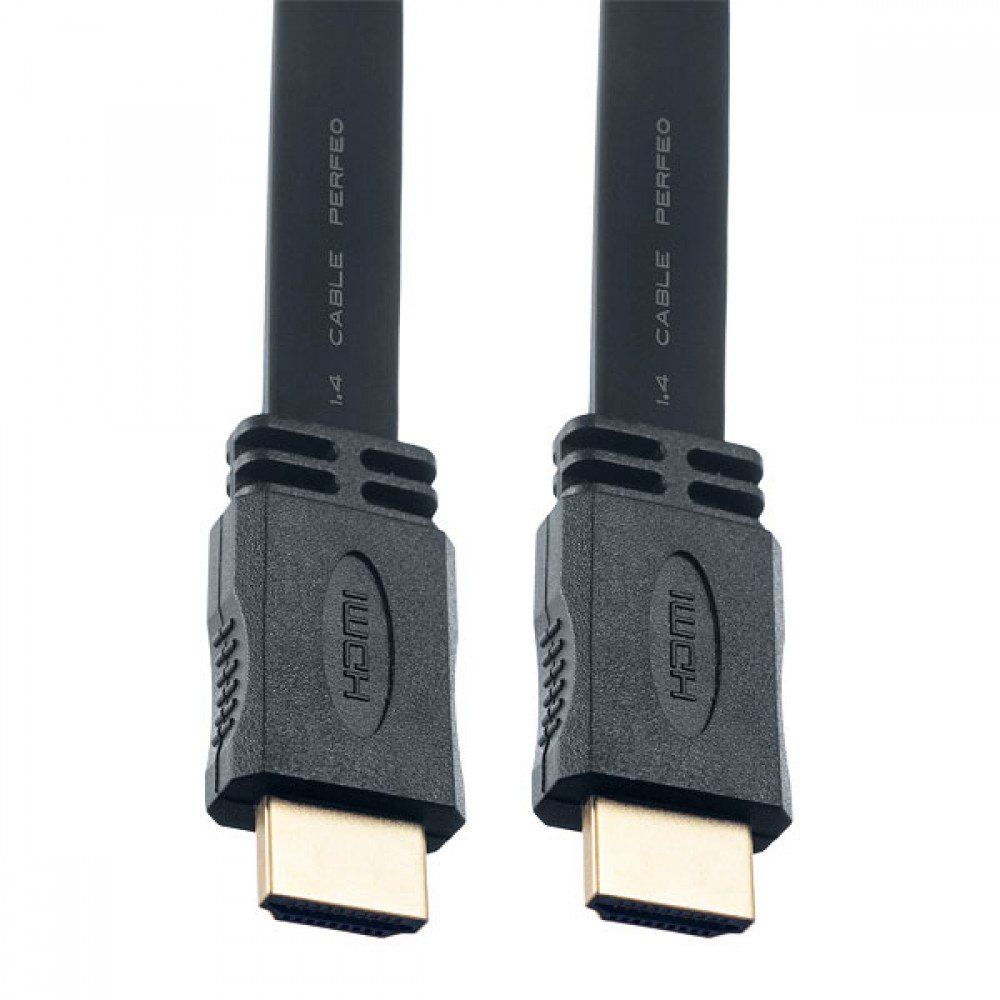 Кабель HDMI PERFEO (H1301) плоский черный (1м)