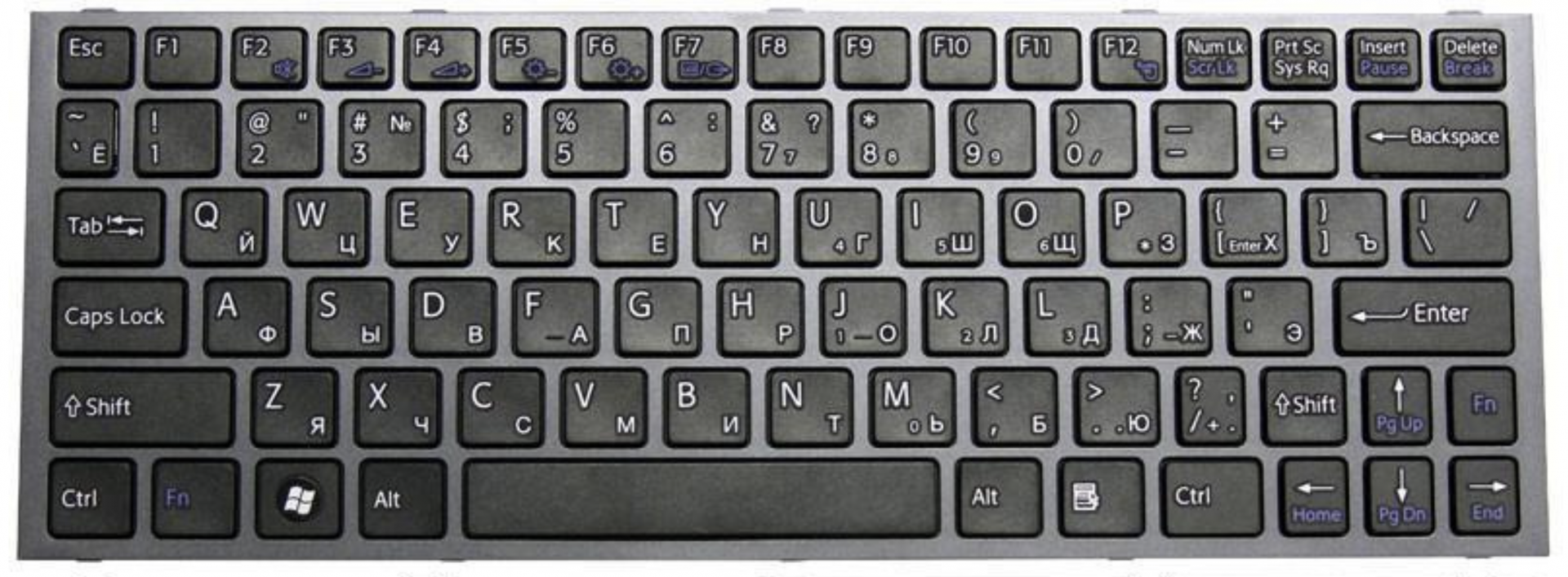 Клавиатура Sony Vaio VPC-YA VPCYA1C5E с серой рамкой, OEM