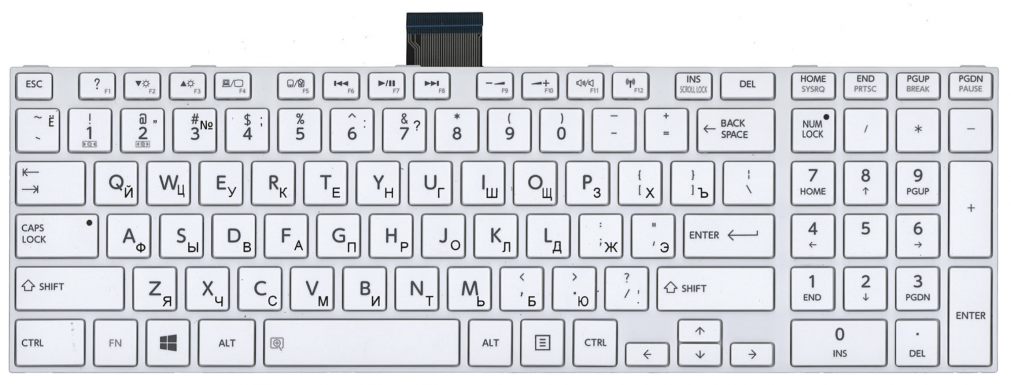 Клавиатура Toshiba Satellite L855 белая, с рамкой, OEM