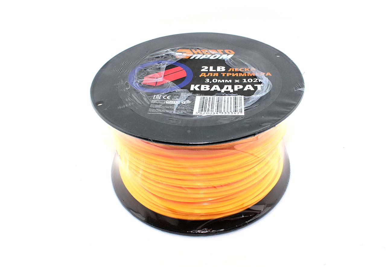 Леска для триммера "ЭнергоПром" 3,0мм х 102м (квадрат) 116402