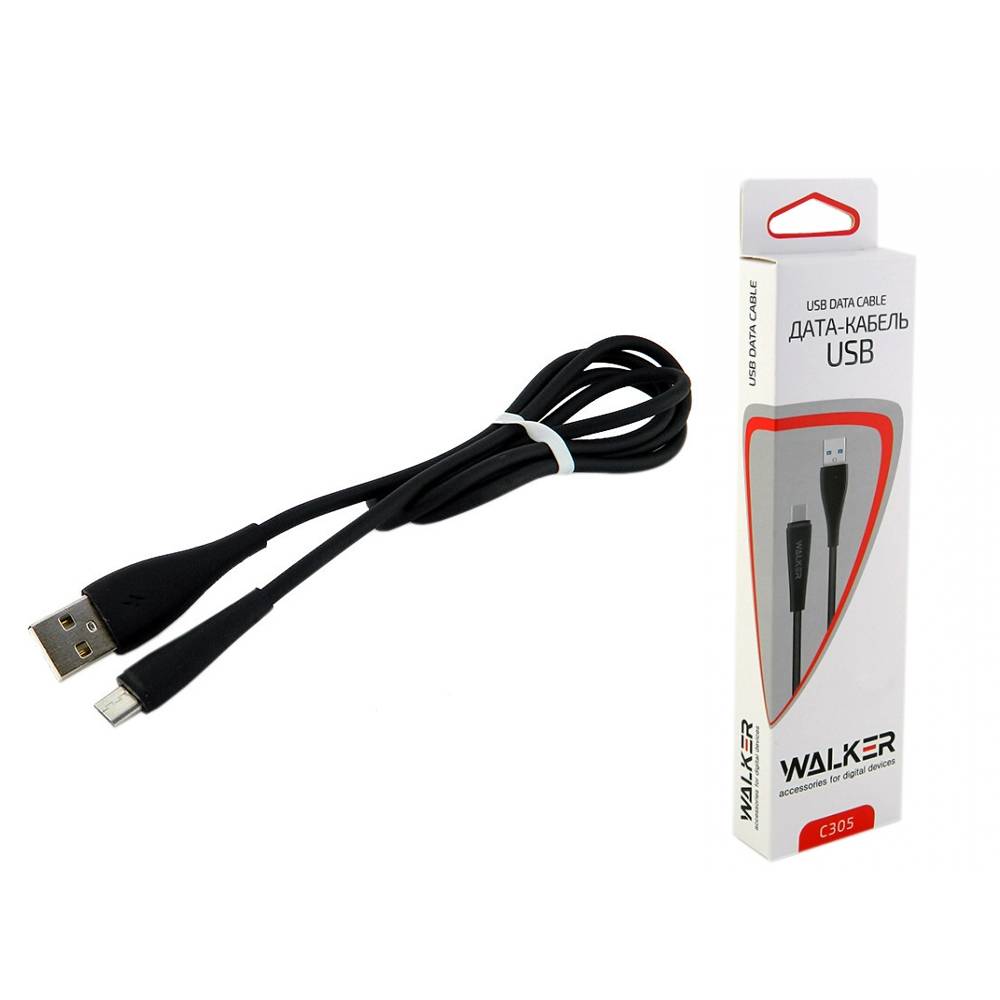 Кабель USB - micro USB WALKER C305 черный (1м)