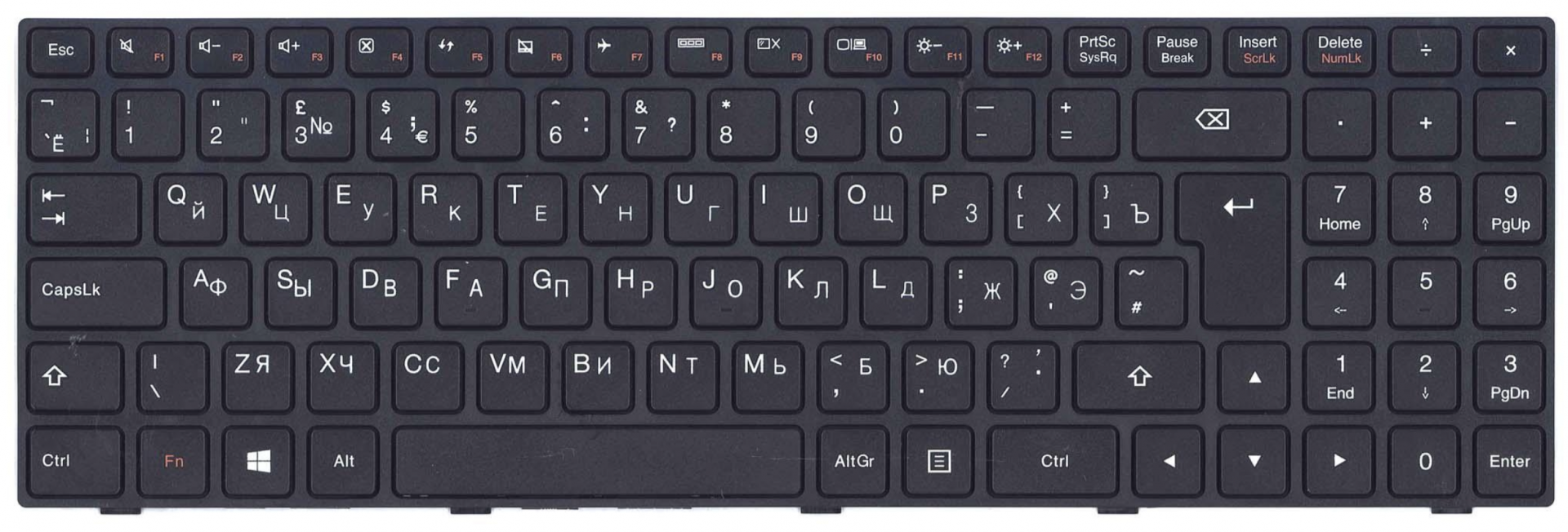 Клавиатура Lenovo IdeaPad 100-15IBY чёрная OEM