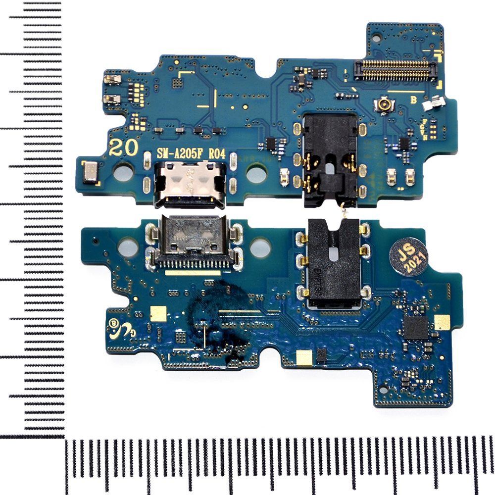 Шлейф (плата) Samsung SM-A205F/Galaxy A20 + системный разъем + разъем гарнитуры + микр orig Factory