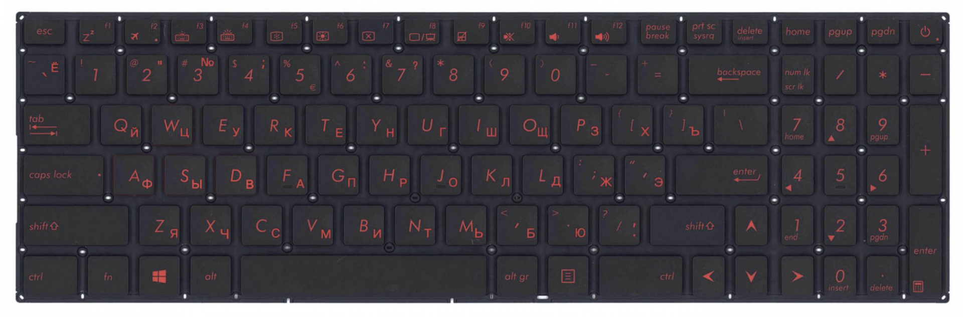 Клавиатура ASUS FX502VM с красной подсветкой, OEM