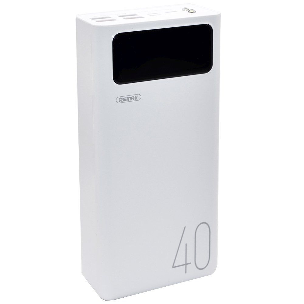 Power Bank 40000mA REMAX Mengine RPP-113 (4 USB выхода 2,4A) белый + фонарик