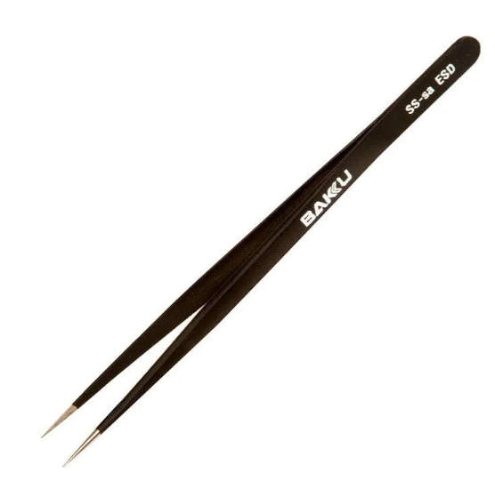 Пинцет прямой BAKU A8 SS-Sa черный