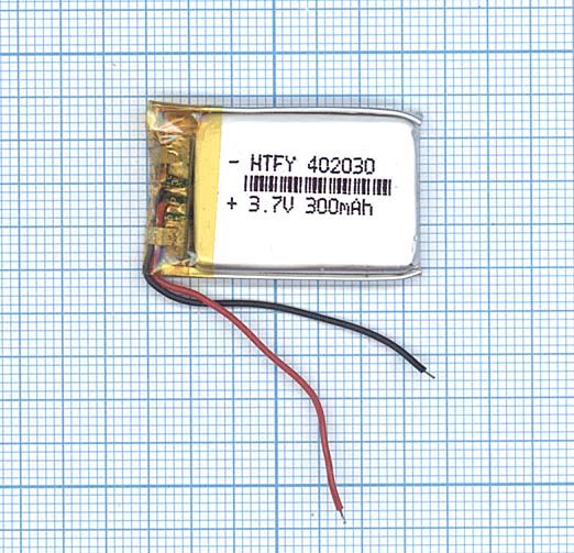 Аккумулятор Li-Pol (батарея) 4*20*30мм 2pin 3.7V/300mAh