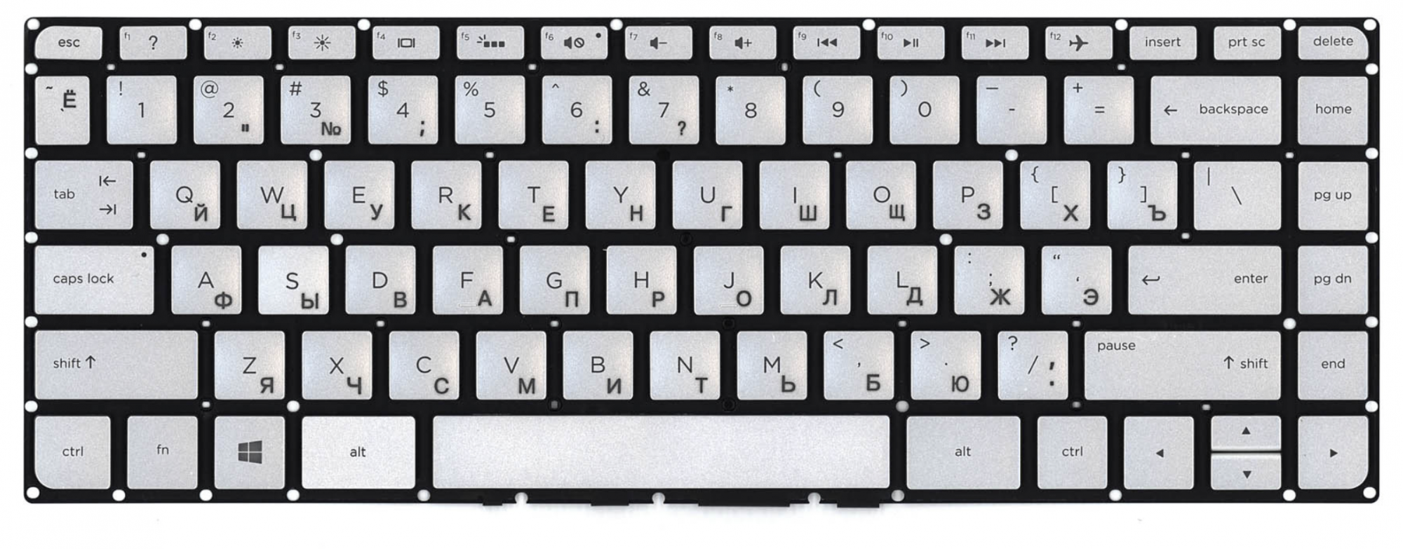 Клавиатура HP Pavilion 14-AB серебристая, с подсветкой, OEM