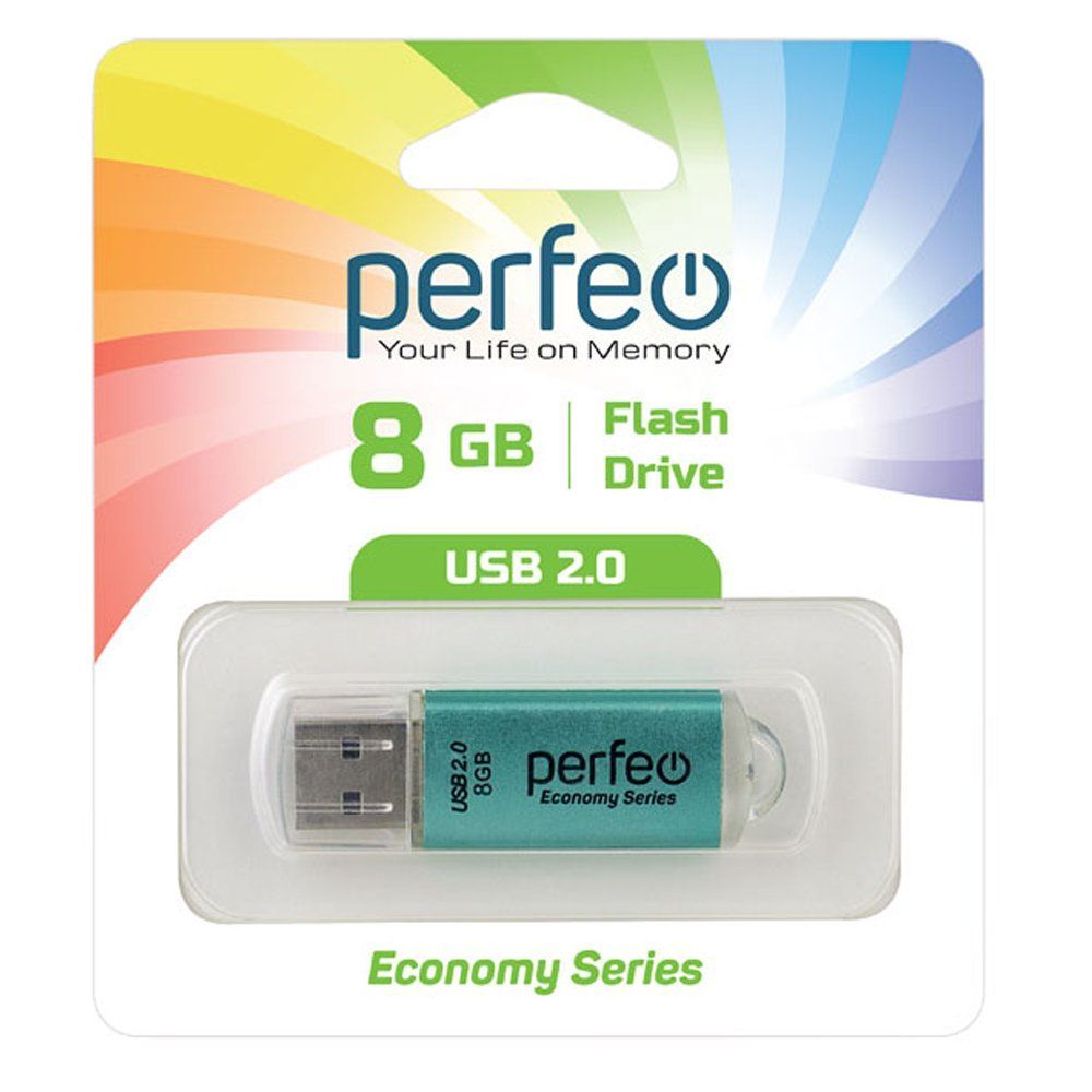 8GB USB 2.0 Flash Drive PERFEO E01 зеленый (PF-E01G008ES)