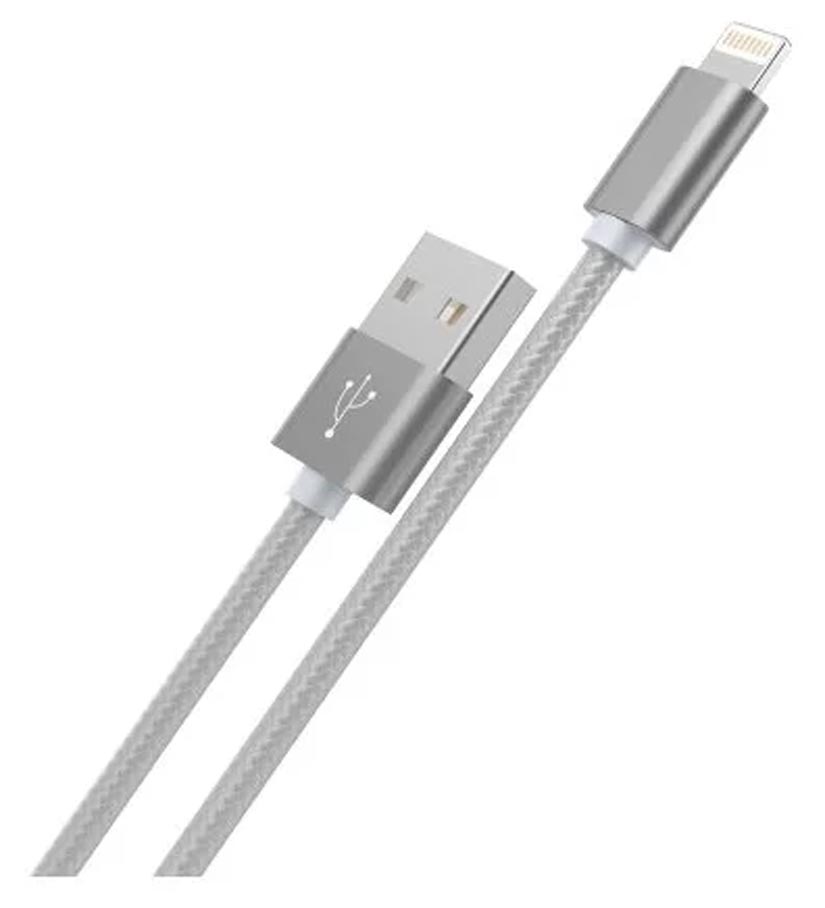 Кабель USB HOCO X2 knitted, USB - Lightning, 2.4А, 1м, серый