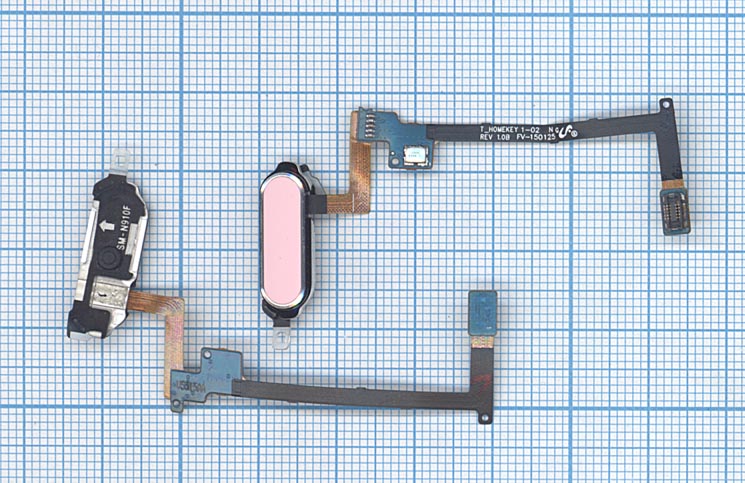 Кнопка HOME в сборе с механизмом и шлейфом для Samsung Galaxy Note 4 N910 розовая