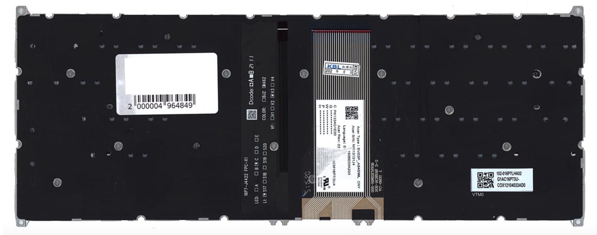 Клавиатура Acer Swift 3 SF313-52 серебристая, с подсветкой, OEM